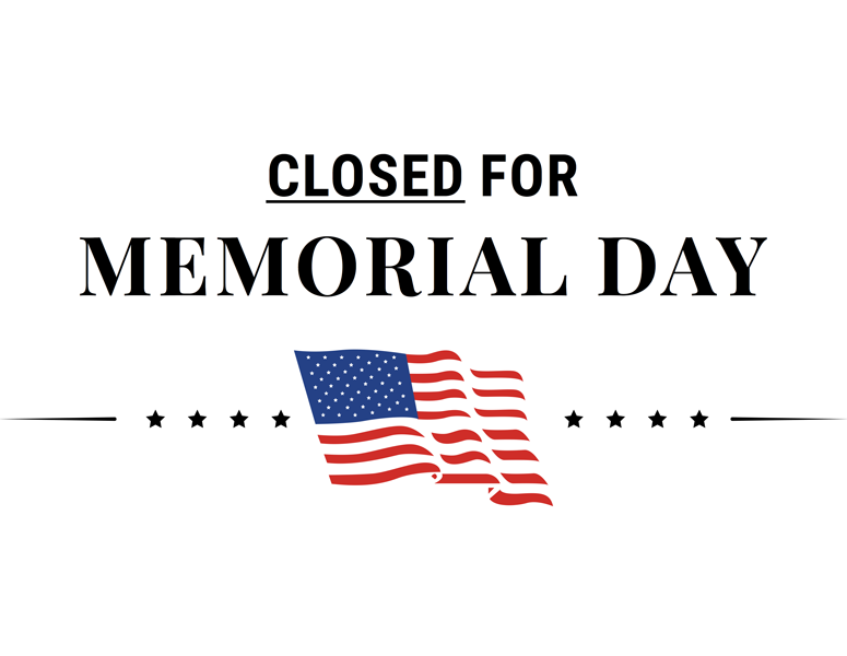 Closed memorial day sign